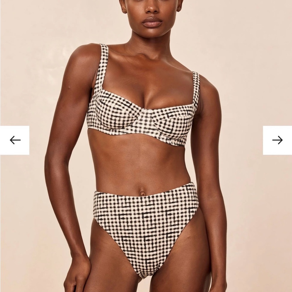 Monday Swimwear Black & Cream Gingham Underwire Bikini Set